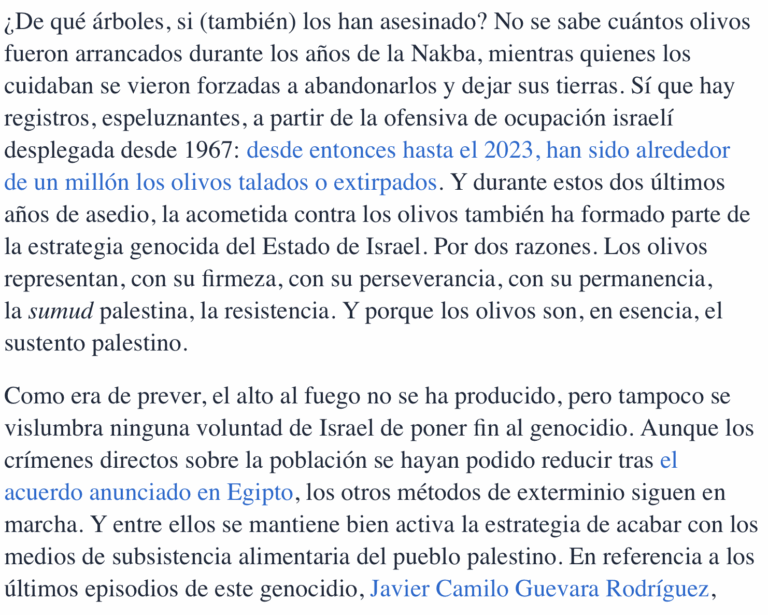 Gustavo Duch, El Olivo sin su pueblo, no es árbol