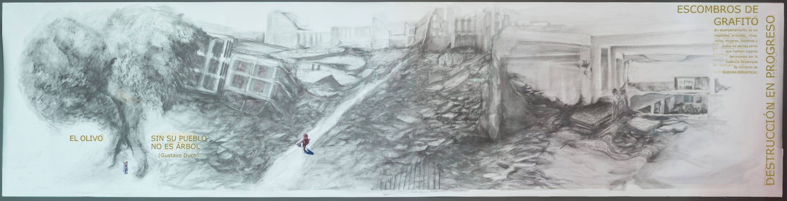 Escombros de grafito. Destruccion en progreso.